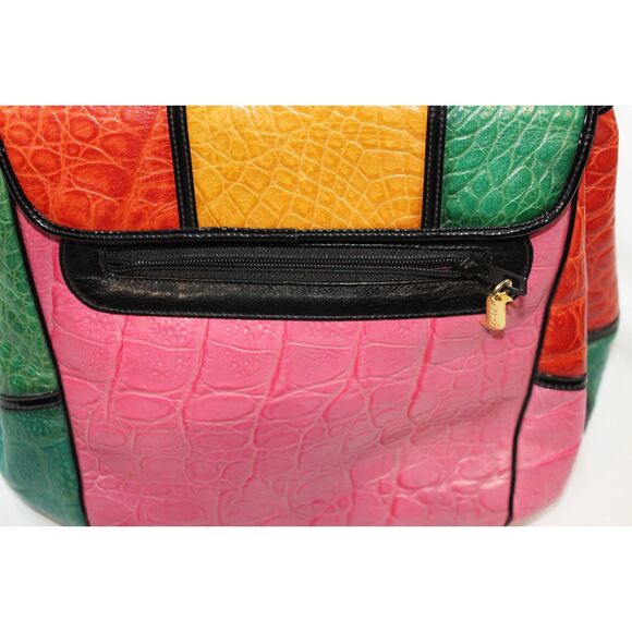 Vintage 1990s SHARIF Color Block Leather Purse - Made in USA - Retro Designer - Picture 13 of 13